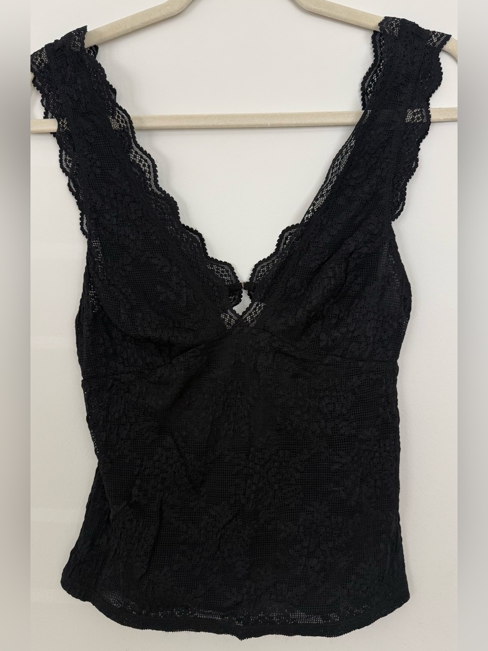 Free People Intimately Black Lace Open Back Top NWT Large